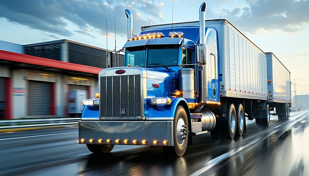 Freight trucks and logistics technology in action Freight trucks and logistics technology in action